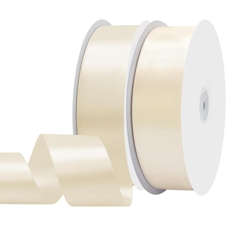 2 Rolls Double Face 1-1/2 Inch Wide Ivory Satin Fabric Ribbon for Gift Wrapping Very Suitable for Weddings Bouquet Balloons Arts Craft Sewing Hair Bow Invitation(Total 200 Yards) 2 Rolls Double Face 1-1/2 Inch Wide Ivory Satin Fabric Ribbon for Gift Wrapping Very Suitable for Weddings Bouquet Balloons Arts Craft Sewing Hair Bow Invitation(Total 200 Yards)