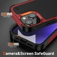 thumbnail image 4 of Designed for iPhone 14 Case iPhone 13 Case 2 in 1 Gift Militay Grade Drop Protective Rugged Heavy Duty Cover Shockproof Case for iPhone 14 Phone Case for Women Men boy Girl (Red+Black), 4 of 9