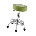 thumbnail image 4 of Taburete de spa con ruedas y reposapiés redondo de cuero sintético, taburete de salón con ruedas para de cocina, diseño de salón de trabajo Verde, 4 of 8