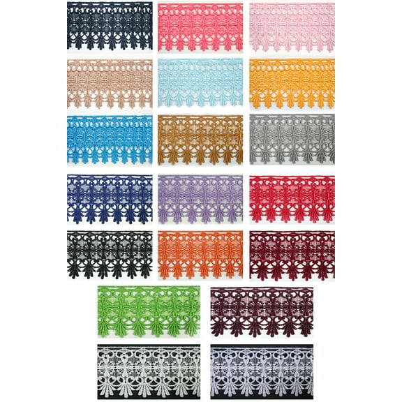 Altotux 4.75" Embroidered 7 Colors Floral Venice Lace Trim Turquoise Pink Navy Guipure Trimming By Lot of 5 Yards