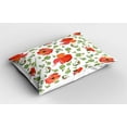 thumbnail image 2 of Ambesonne Poppy Flower Pillow Sham 2 Pack, Scattered Buds Stem, 30"x20", Vermilion Green Coral, 2 of 3