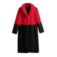 thumbnail image 3 of Juebong Color Block Contrast Faux Fur Coat Women Plus Size Fuzzy Jacket Shawl Collar Parka Overcoat Casual Open Front Cardigan Fleece Winter Jackets Red,L, 3 of 8