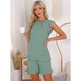 thumbnail image 2 of DARING DIVA Ruffle Trim Cap Sleeve Lounge Tops Shorts Pajama Sets XL Green, 2 of 6