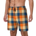 thumbnail image 1 of Balery Warm Orange Plaid Bañador para hombre, shorts de playa de secado rápido con entrepierna y forro de compresión-XX-Large, 1 of 6