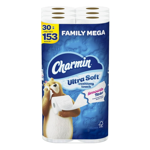 Papel higiénico Charmin Ultra Soft Cushiony Touch 30 Mega Rollos