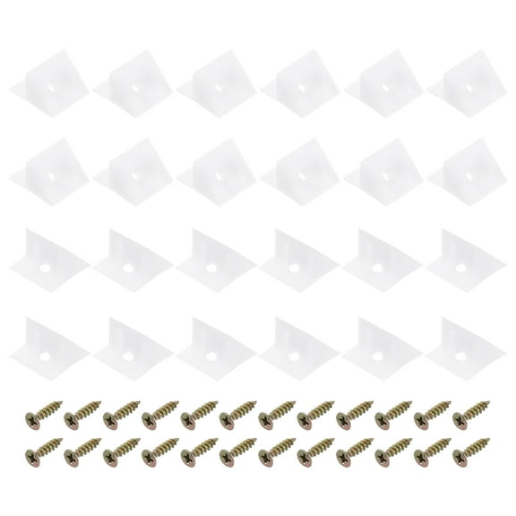 24Packs 90 Degree Plastic Corner Braces, 14x13x9mm Nylon Shelf Right Angle Brackets with Screws (White)