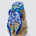 thumbnail image 2 of Pañuelo cuadrado de seda de moda para mujer, diadema con estampado de 90 x 90 cm, pañuelo para el cuello, banda para el pelo para la oficina, pañuelo para la cabeza para mujer, 2 of 5
