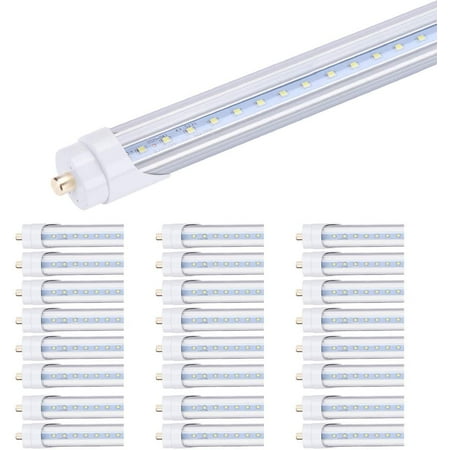 

8ft Led Light Tube 5000k Single Pin T8 Clear 45W Dual-Ended Power 50Pack
