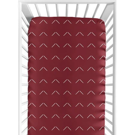 UPC: 0846480096672 | Woodland Boho Arrow Burgundy Red and White Fitted Crib Sheet Boy or Girl by Sweet Jojo Designs