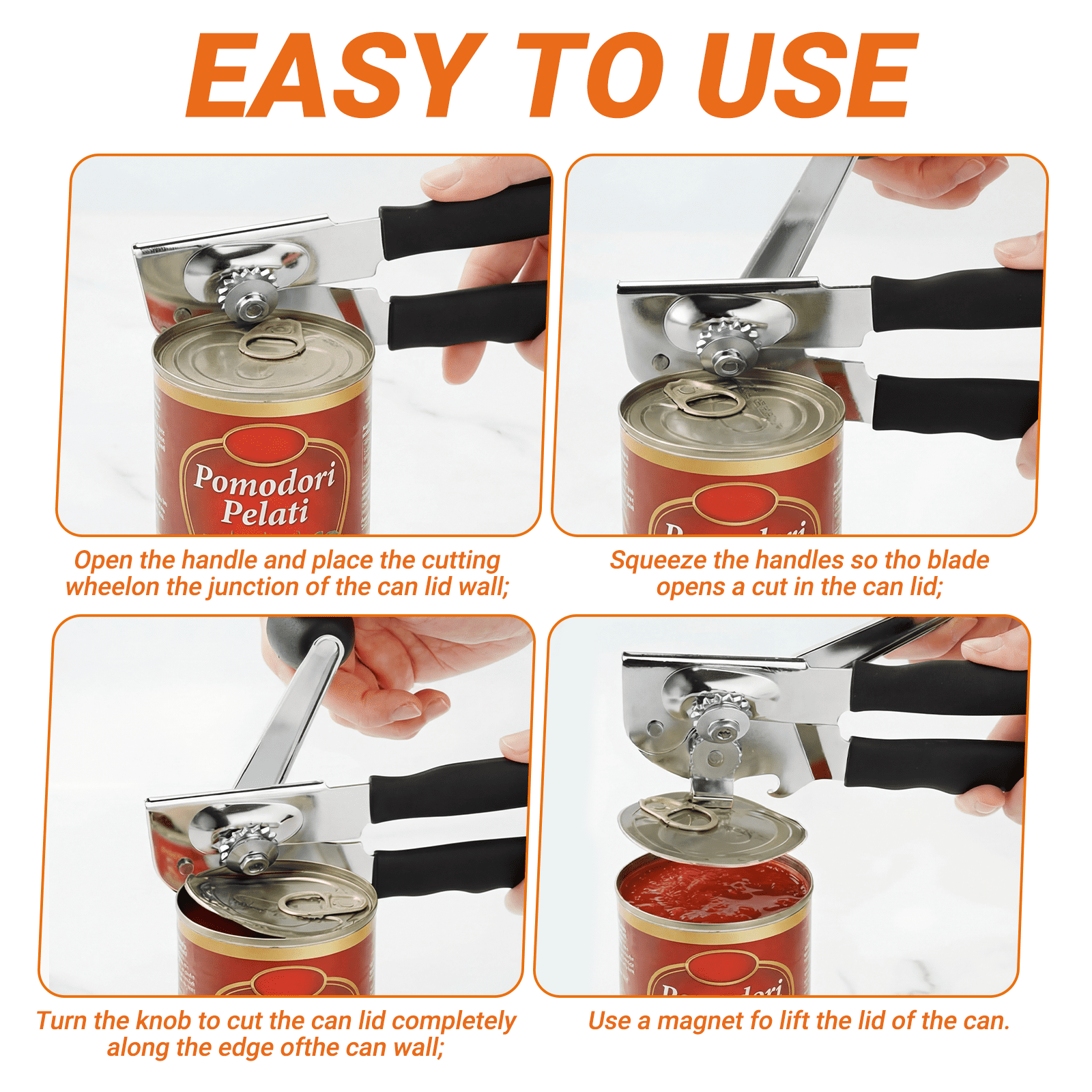 Commercial Can Opener Heavy Duty for Restaurant Kitchen, Manual Can Opener with Hand Crank for Small, Medium & Large Cans, 1 Pack
