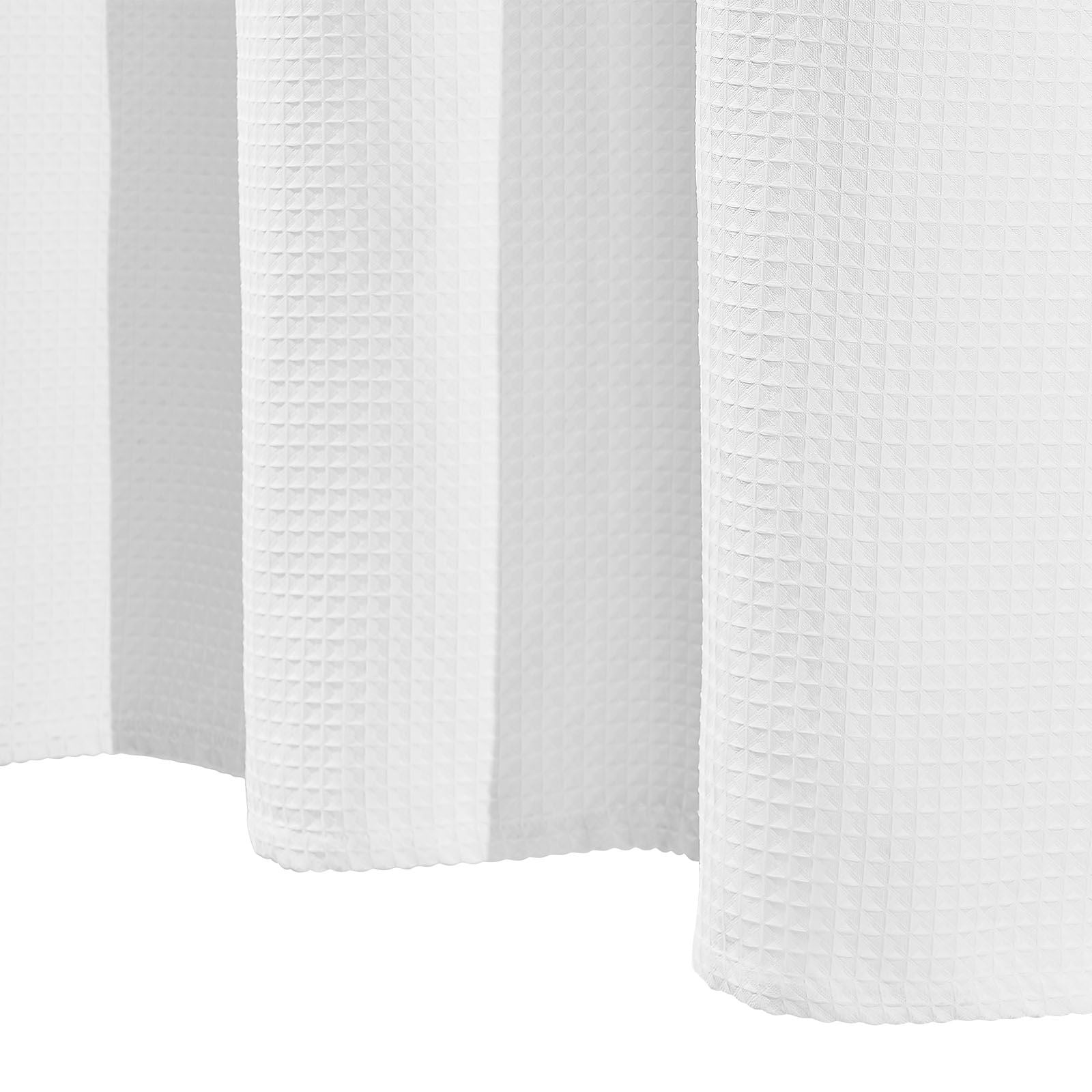 White Fabric Shower Curtain 240 GSM Thick, Water-Repellent Light Filtering Privacy, Heavy Duty Hotel Quality Bath Curtain for Bathroom Decor