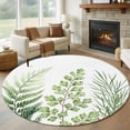 thumbnail image 2 of Green Leaves Round Area Rugs Collection 6', Summer Botanical Watercolor Leaf Farmhouse Non Slip Indoor Circular Throw Runner Rug Floor Mat Carpet for Living Room Dining Table Bedroom Nursery, 2 of 9