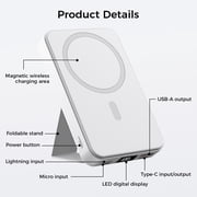 10000mAh Portable Magnetic Wireless Charge Power Bank w/ Phones Stand