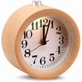 thumbnail image 1 of wonima02 Handmade Classic Small Round Silent Table Snooze Beech Wood Alarm Clock with nightlight, 1 of 1