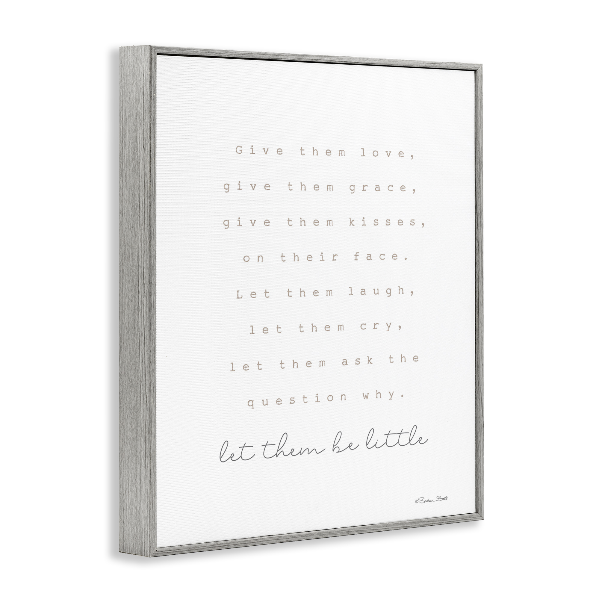 Stupell Industries Let Them Be Little Typography Painting Gray Framed Art Print Wall Art, 16 x 20