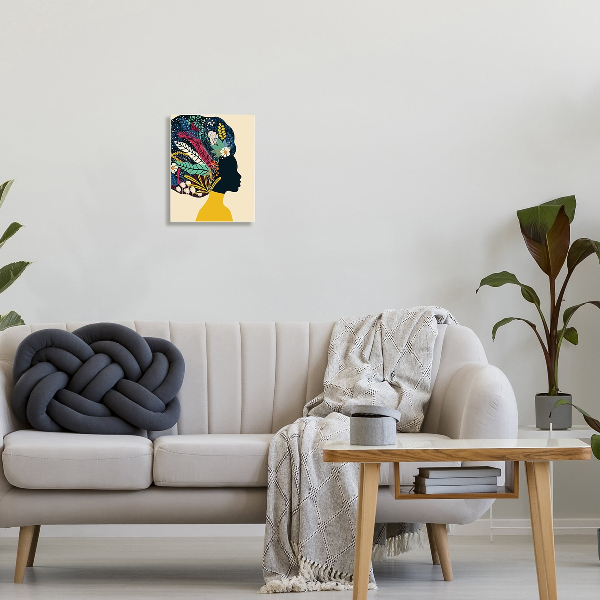 Stupell Industries Bold Woman Botanical Blooms Motif Yellow Accent Wood Wall Art, 10 x 15, Design by Ioana Horvat