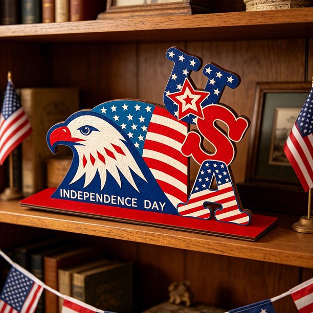 Independence Day Decorations Wooden Ornaments Table Top Ornaments Holiday Party Decorations Handcrafted Ornaments