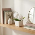 thumbnail image 5 of 1 Pc Fake Plant Small Artificial Green Plant Faux Flowers with Vase Fake Daisy Bouquet in Square White Plastic Vase Flowers for Table Decoration Farmhouse Floral Arrangement, 1.97x4.72 Inch, White, 5 of 9