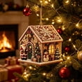 thumbnail image 6 of Christmas House Shaped DIY Diamond Art Hanging Ornament, VVQ Handmade Xmas Candy House Kit with Wooden Base Rhinestones for Decor, 6 of 7