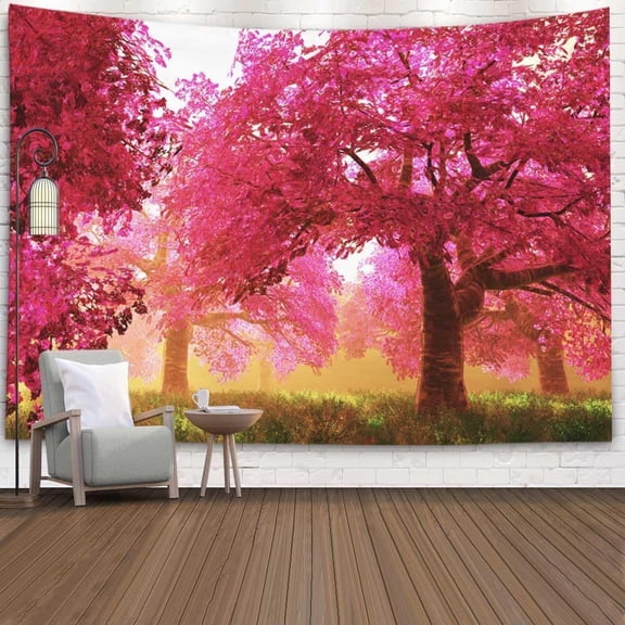 Forest Tapestry Mysterious Cherry Blossoms Wall Hanging Tapestry 30X40 Wall Tapestry for Bedroom