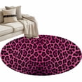 thumbnail image 2 of 3ft Washable Round Rug, Retro Pink Leopard Non-Slip Circle Area Rug for Bedroom Bedside, Abstract Classic Texture Soft Indoor Floor Mat for Home Decor, 2 of 9
