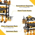 thumbnail image 4 of Power Tool Organizer Wall Mount, Heavy Duty Metal Drill Holder for Garage Storage with 5 Tiers and Hooks, 4 of 7