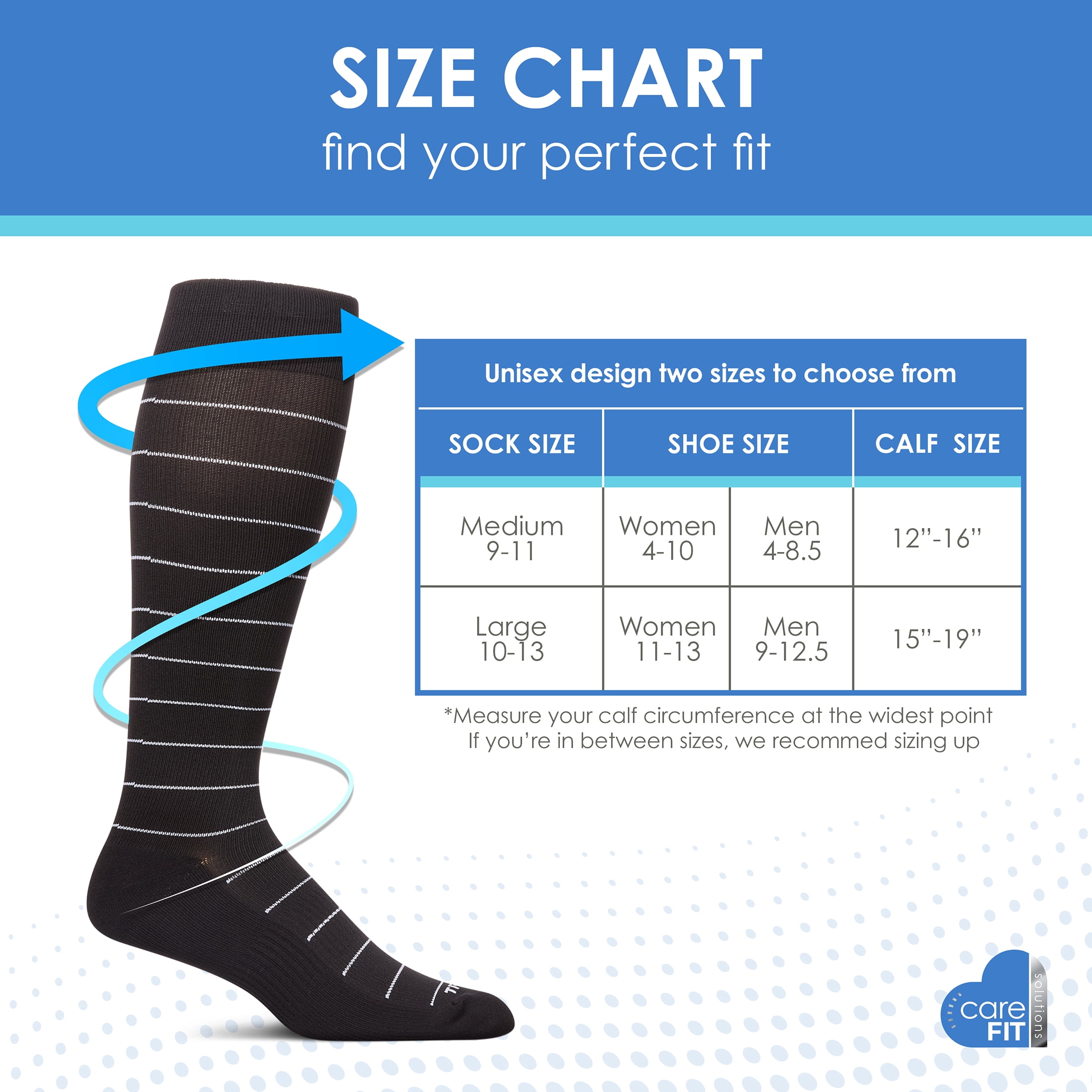 Care Fit Solutions 2 Pair Pack Polka Dot Striped Cotton Blend Graduated Compression Socks.