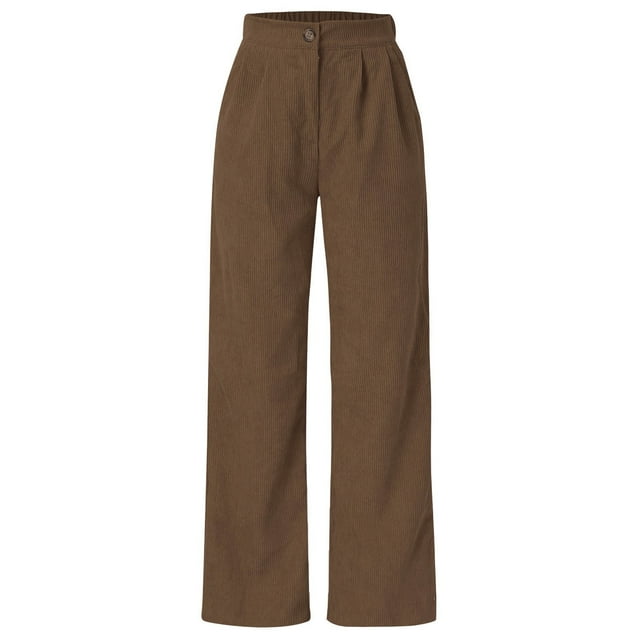 Pantalones de cintura alta y pierna ancha - Mezcla de poliéster, cintura alta, estilo vintage