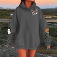 thumbnail image 2 of Halloween Women Hoodies Unisex Alphabet Graphic Pocket Sweatshirt Long Sleeve Pullover Tops Fall Warm Gear Dark Gray S, 2 of 4