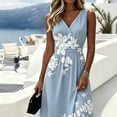 thumbnail image 5 of QUNYINEY Womens Summer Dresses Plus Size A Line Sleeveless Floral Long Sundress Casual V Neck Loose Fit Vacation Dresses, 5 of 5