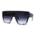 thumbnail image 2 of Oversize Flat Top Shield Square Rectangle Plastic Fashion Sunglasses Black Tortoise Smoke, 2 of 4