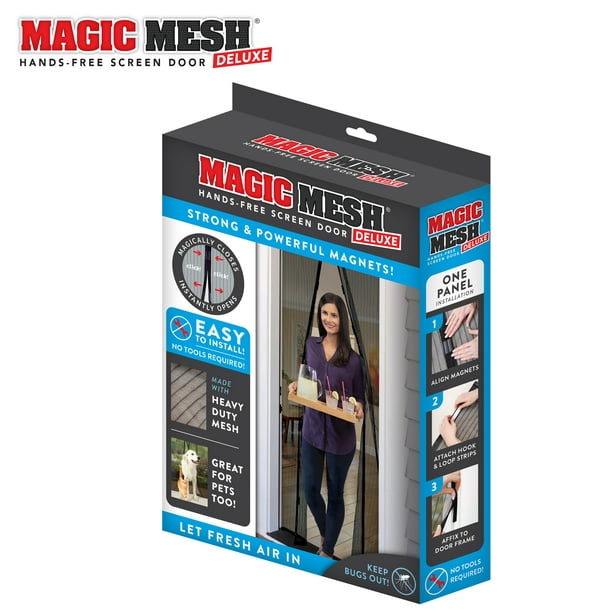 Variant komfort diagonal Magic Mesh Deluxe Hands-Free Magnetic Screen Door, Fits Doors up to 39 x 83  inches, Black - Walmart.com