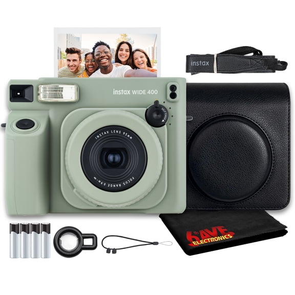 Fujifilm Instax Wide 400 Instant Film Camera Bundle with Vintage Style Compatible Carrying Case Microfiber Cleaning Cloth