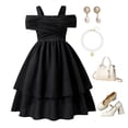 thumbnail image 2 of Kogui Princess Dresses for Girls Flower Girls Dress Wedding Satin Dresses Princess Birthday Party Prom Ball Gown Size 7-8 (Black,7-8 Years), 2 of 8