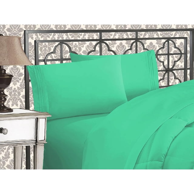 Microfiber Three Line Embroide Softest Piece Bed Sheet Set Wrinkle and Fade Queen