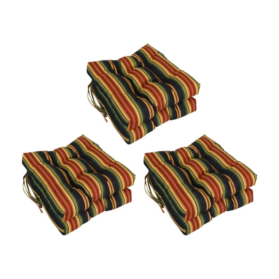 Blazing Needles 16-inch Square Tufted Outdoor Chair Cushion, 16 x 16, Lyndhurst Raven 6 Count