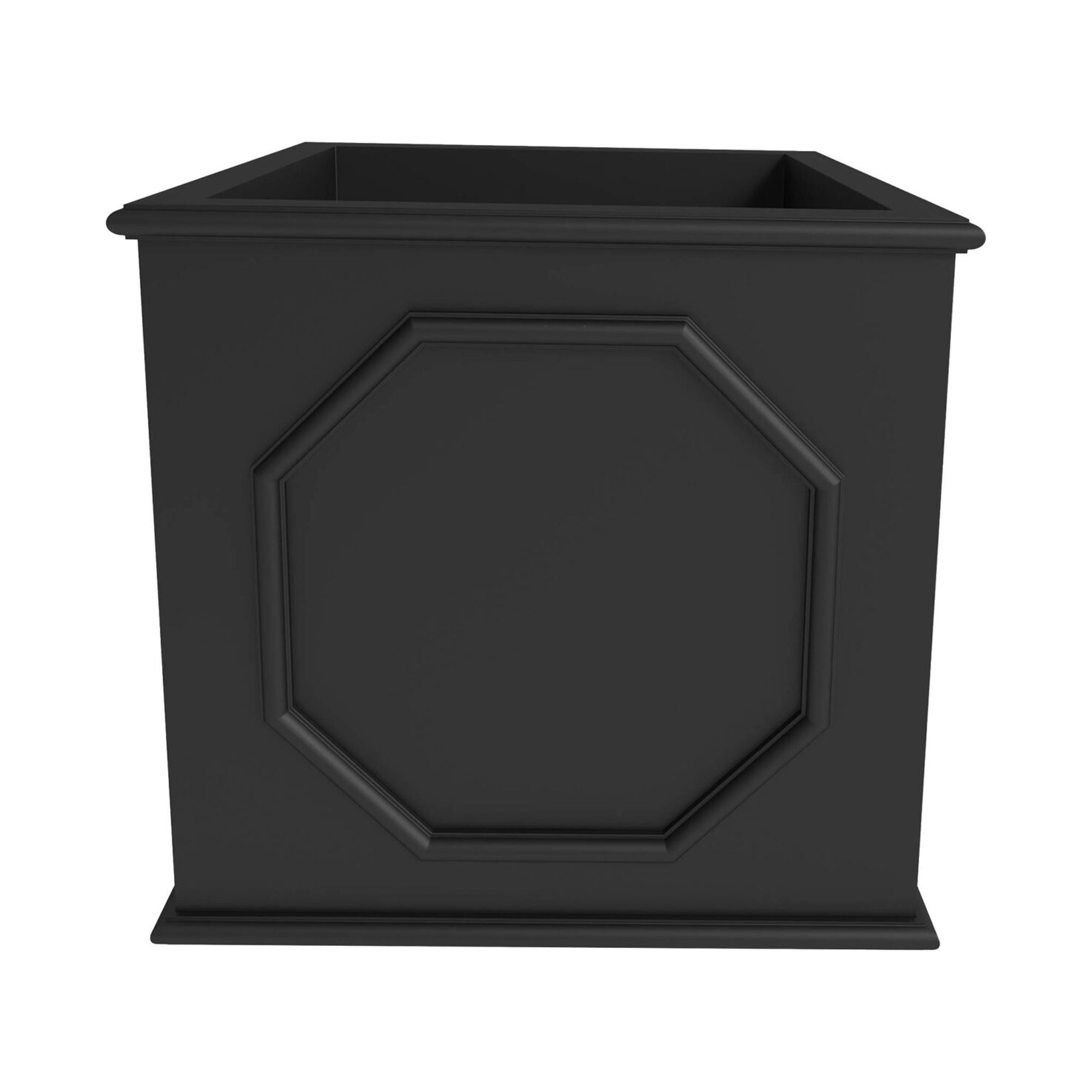 LeisureMod Sprout Fiberstone and MgO Clay Planter, Mid-Century Modern Square Planter Pot for Indoor and Outdoor (Black, 12.5")