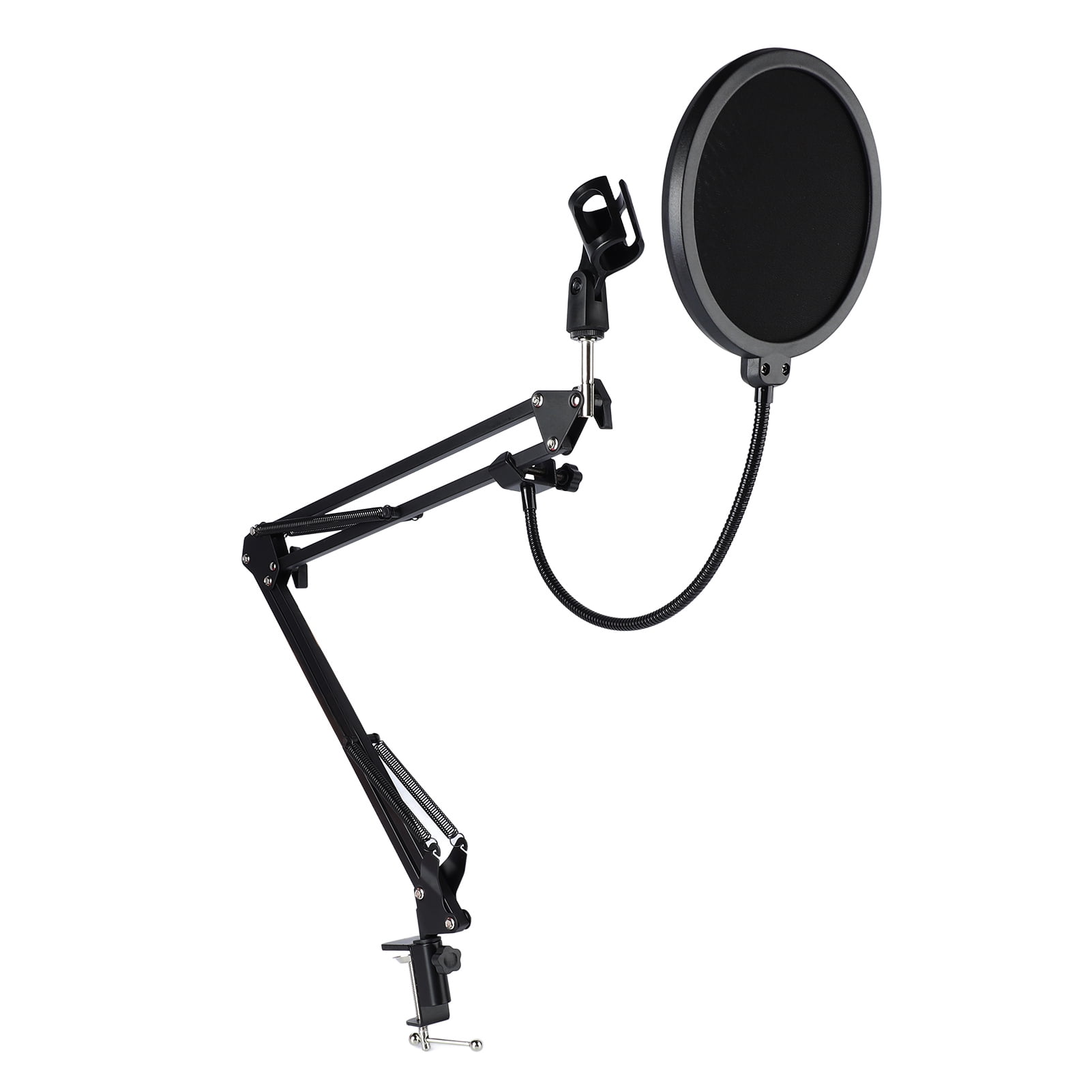 NFTIGB Adjustable Microphone Boom Arm Stand Set, Heavy Duty Suspension Scissor Mic Stand with Anti-Spray Net and Iron Base