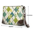 thumbnail image 2 of Leather Clutch 8 X 5. 5 In Wrist Strap And Hand Bag Easy To Carry Lightweight Waterproof And Durable Lime Houndstooth Hand-Drawn Sketch_2, 2 of 6