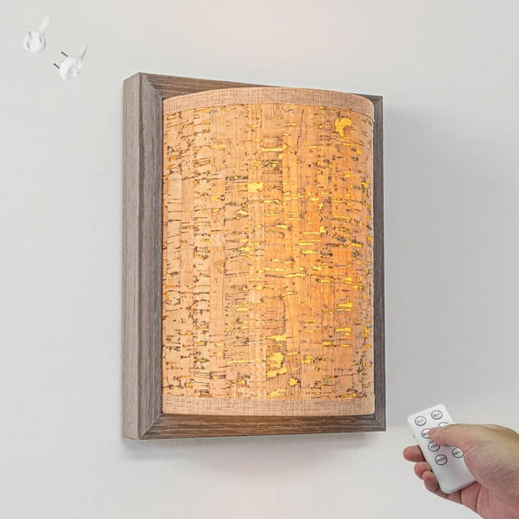 Kiven Battery Operated Wall Sconces with Remote Control,Rechargeable Wall Sconces,1-Light Dimmable Wall Lighting for Living Room Bedside Handmade Farmhouse Style Home Decor