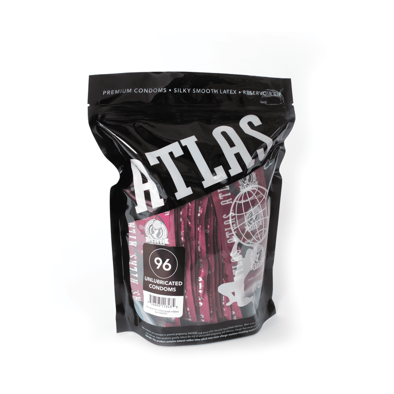 Atlas® Non-Lubricated Condoms, Dry, Allergy-Friendly, 96-Pack