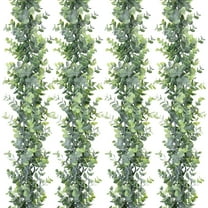 4 Pack Faux Eucalyptus Garland Plant, Artificial Vines Hanging Eucalyptus Leaves Greenery Garland for Wedding Backdrop Arch Wall Decor, 6 Feet/pcs UV Protected Indoor Outdoor