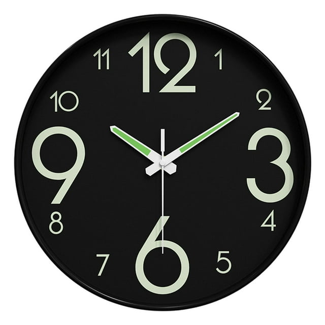Lipstore Glow in The Dark Wall Clock 25cm Timepiece for Living Room Office Decoration Style C