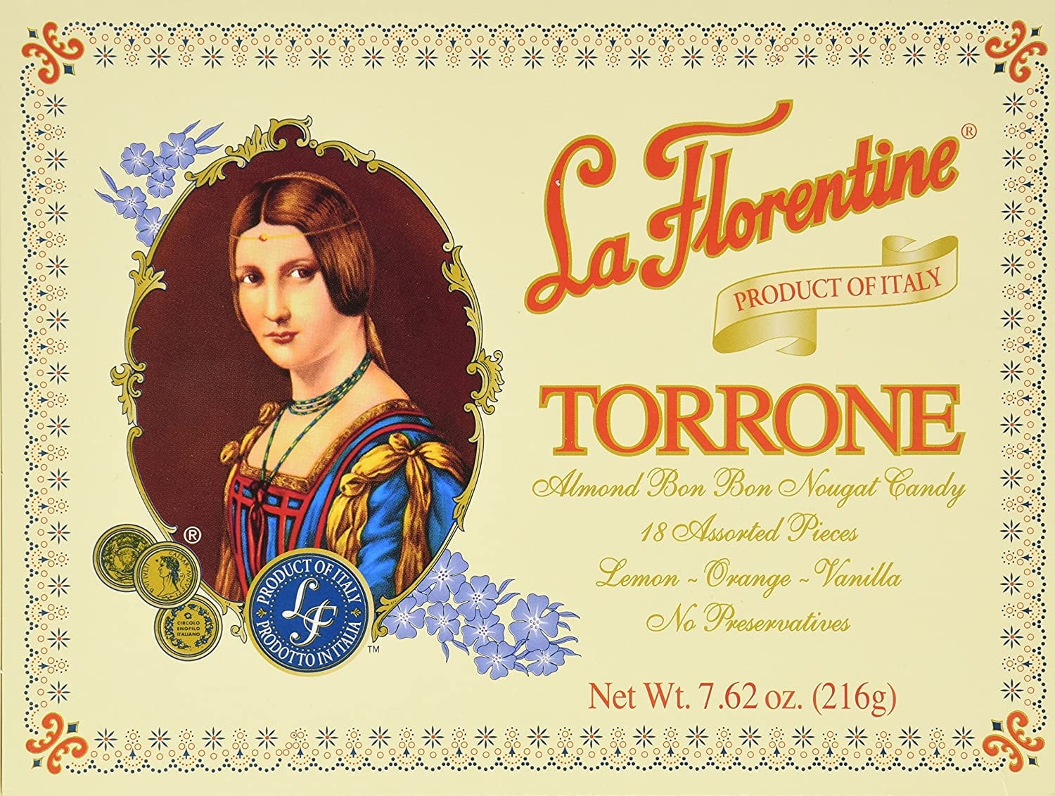 La Florentine Torrone Italian Candy, 3 Pack of 18 Pieces Assorted