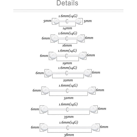 GHRTGR-Plastic Nipple Rings for Surgery Clear Industrial Piercing Jewelry 14g Plastic Tongue Rings Long Bar Pregnancy Nipple Piercings for Women Bar Length 14/16/19/22/32/35/38mm