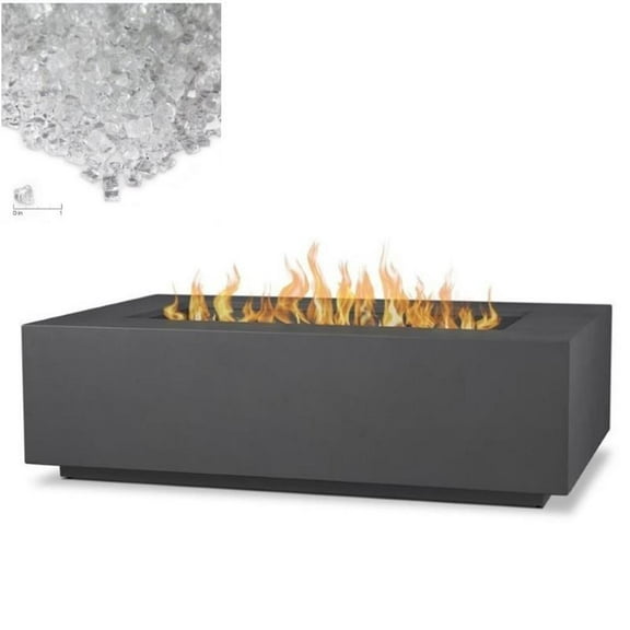 Home Square 2-Piece Set with Large Fire Table and Fire Glass