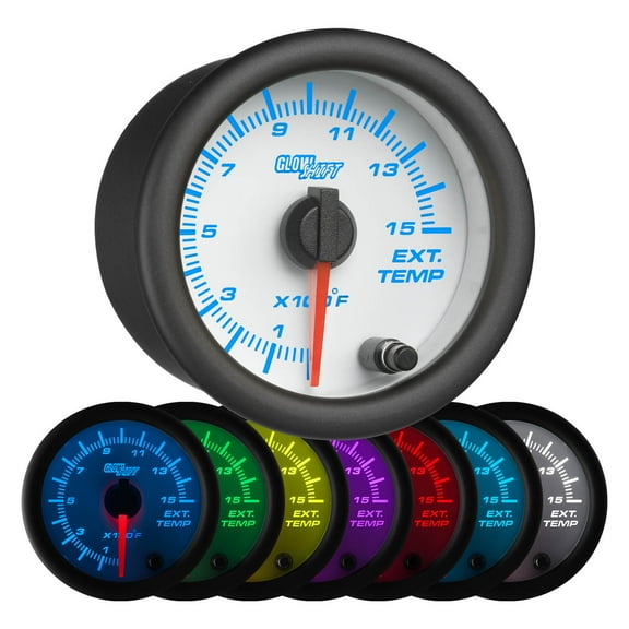 GlowShift | White 7 Color Series 1500 Fahrenheit Pyrometer Exhaust Gas Temperature Gauge for Cars and Trucks