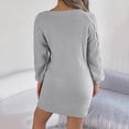 thumbnail image 5 of Daznico Women Fall and Winter Long Sleeve Oversized Cable Knit Pullover Sweater Dresses,Womens Sweater Dress,Size L, 5 of 7