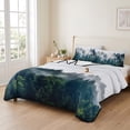 thumbnail image 2 of King Quilt Set 96''x106'', Green Forest Lightweight Summer Bedspread Coverlet Set with 2 Pillow Shams, Natural Landscape Modern Abstract Art Breathable All Season Quilt Bedding for Bedroom/Guest Room, 2 of 9