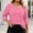 Pink, variant on Fnooota Women's Plus Size T-shirts, Classic Casual Summer Asymmetrical Neck 3/4 Sleeve Tops Khaki Size L-4XL